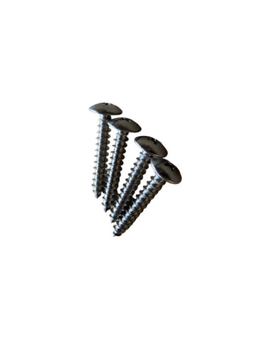 4 metal screws on a white background